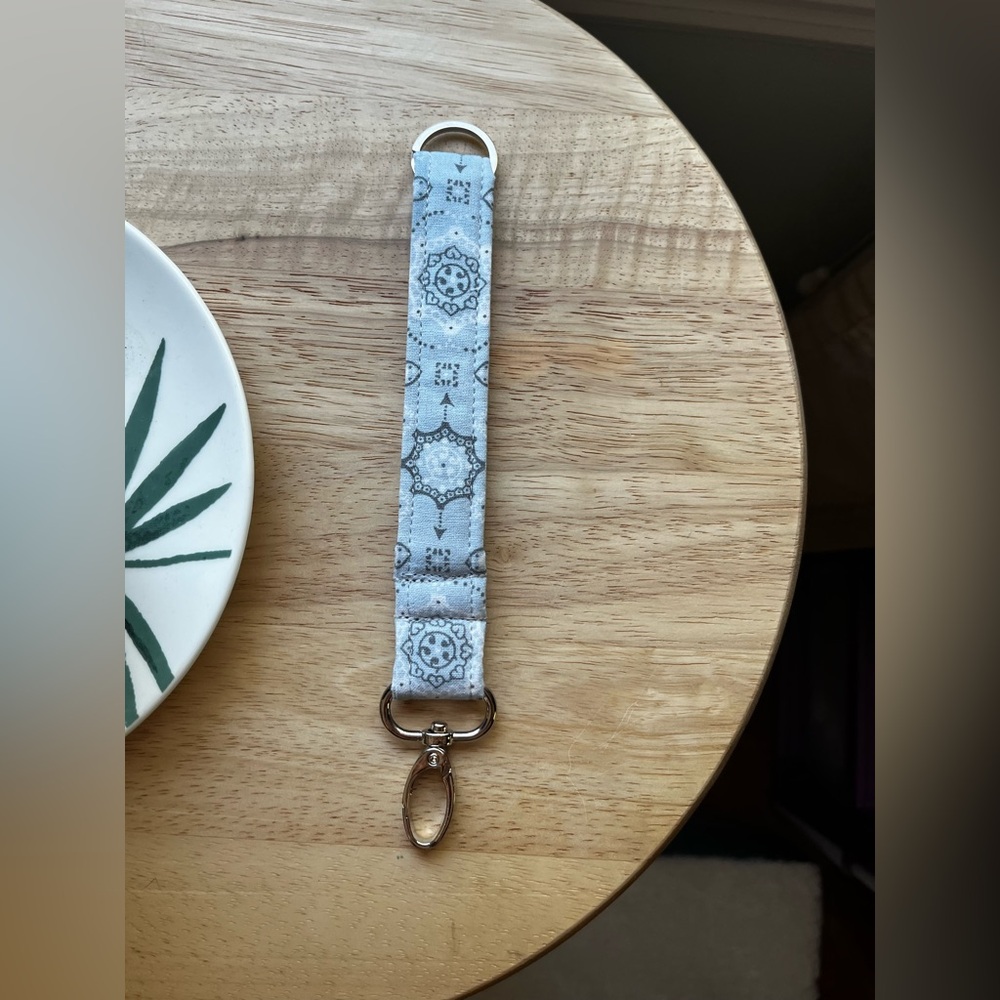 Hand crafted Gray Keychain with Silver Accents